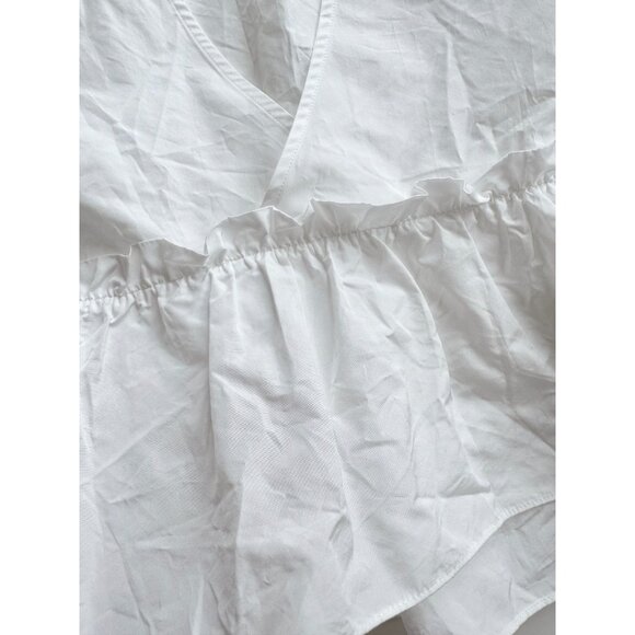Aritzia SUNDAY BEST Jinx White Taffeta V-Neck Babydoll Peplum Blouse, Size M - Picture 9 of 13